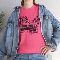 Abstract Retro Racing Car Unisex Heavy Cotton Tee | Perfect for Car Enthusiasts, Father's Day Gift, Casual Wear, Vintage Style, Unique Graphic Shirt