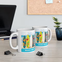 Surfboard meeting Floral Ceramic Mug - Beach Vibes for Coffee Lovers