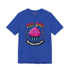 100 DAYS Sprinkled With Fun - Unisex Short Sleeve Tee | Elementary School Holiday, Teacher Apparel, Kids Motivation, Days Checked Off