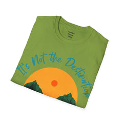 Its Not The Destination Its The Journey Retro Sunset Unisex Softstyle T-Shirt  A unique motivational expression of setting goals