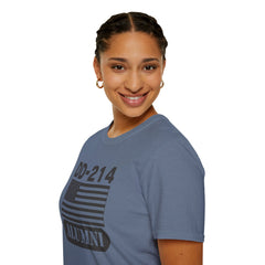 DD-214 Alumni with American Flag  Unisex Softstyle T-Shirt
