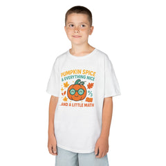 Kids Pumpkin Spice & Math Tee, Perfect for Fall, Halloween Fun, Back to School, Cute Gift for Students, Autumn Fashion
