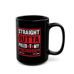Black Mug with Phlebotomy Design – Perfect Gift for Medical Students, Coffee Lovers, Graduation, Back to School, or Study Sessions