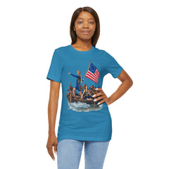 Historical Fever Patriot T‑Shirt — Revolutionary Flag Rowboat Design