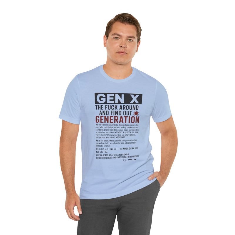 Gen X Unisex Short Sleeve Tee, Retro Graphic Tee, Vintage Style Shirt, Cool Casual Wear, Gift for Gen X