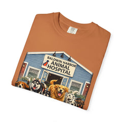 Pitbull Added "Who Let the Dogs Out?" Baldwin Harbor Animal Hospital Cute Vet Clinic T Shirt