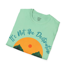 Its Not The Destination Its The Journey Retro Sunset Unisex Softstyle T-Shirt  A unique motivational expression of setting goals