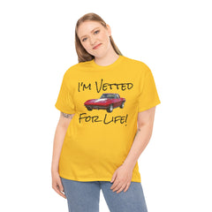 Red Corvette Summer Unisex Tee - I'm Vetted For Life Front and Back Image T Shirt