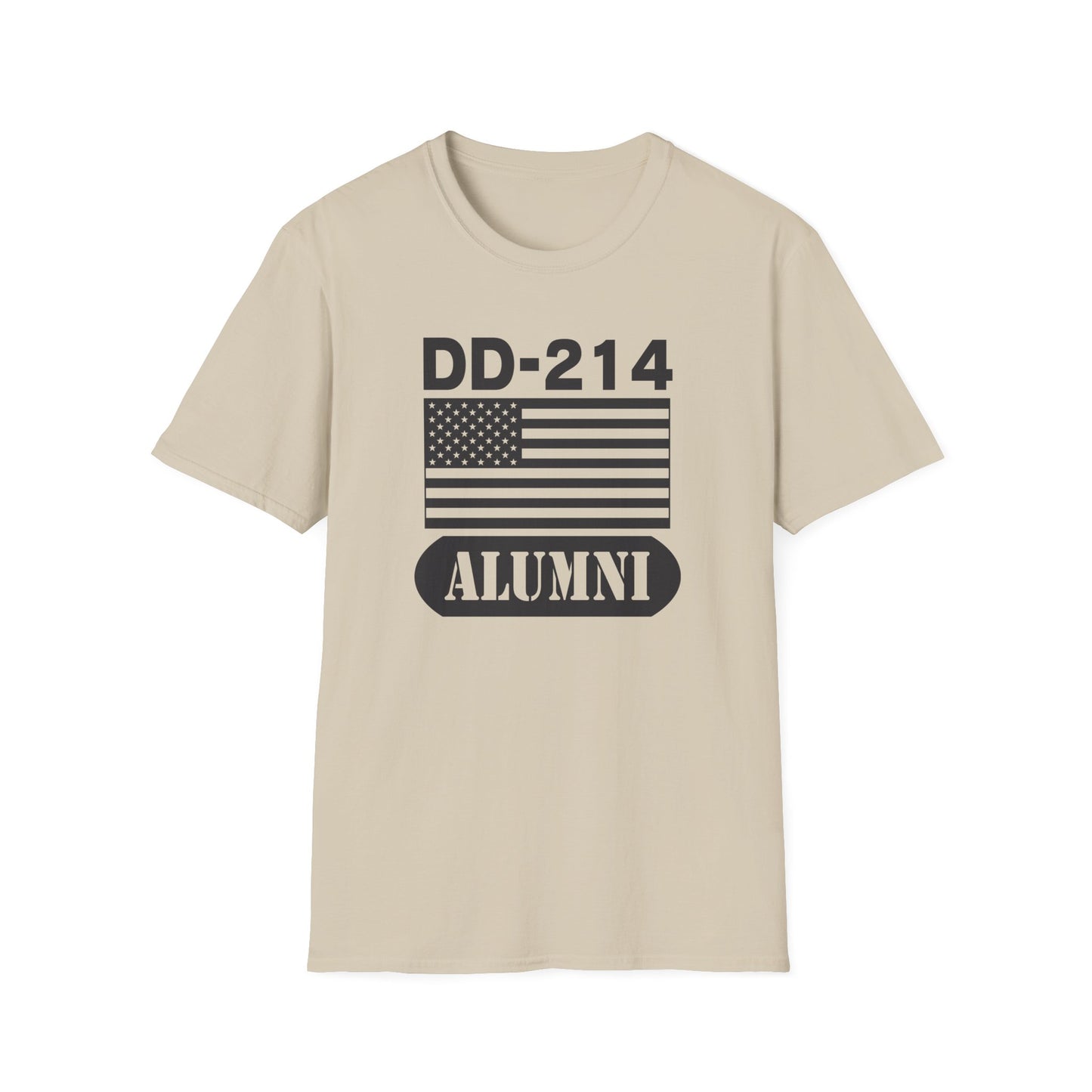 DD-214 Alumni with American Flag  Unisex Softstyle T-Shirt