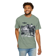 UFO Meets Cowboy Unisex Garment Shirt -Dyed  T Shirt