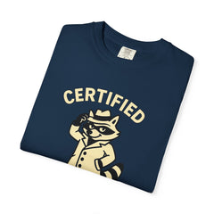 Certified Shenanigans Specialist T-Shirt | Funny Unisex Tee, Casual Wear, Gift for Raccoon Lovers, Cute Animal Shirt, Quirky Apparel