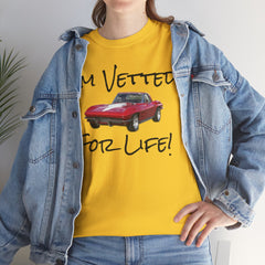 Red Corvette Summer Unisex Tee - I'm Vetted For Life Front and Back Image T Shirt