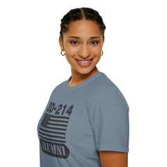 DD-214 Alumni with American Flag  Unisex Softstyle T-Shirt