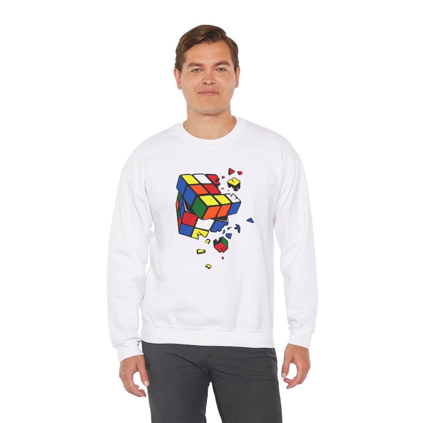 Cracked Rubik's Cube Unisex Heavy Blend™ Crewneck Sweatshirt