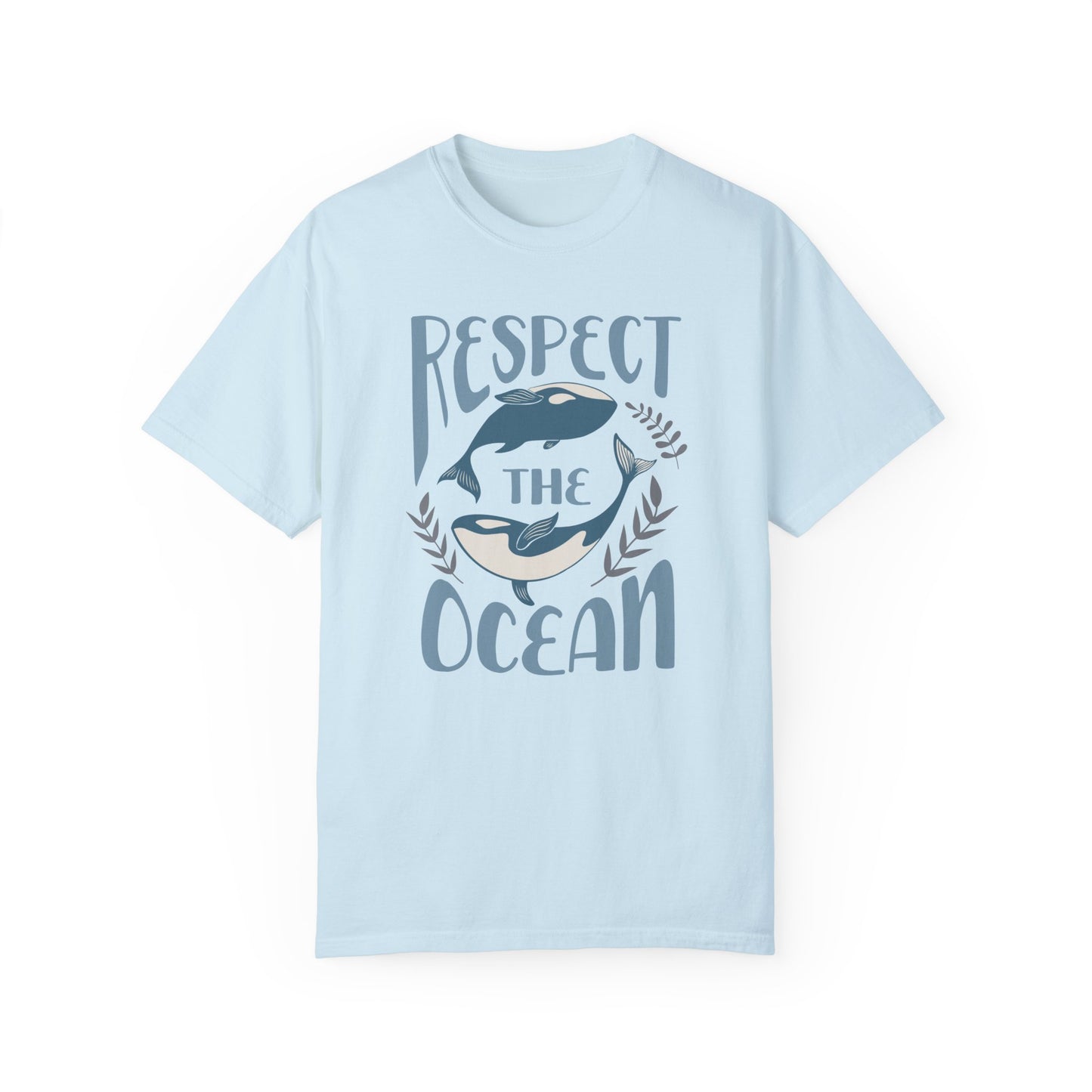 Whales, Respect The Ocean -  Graphic Unisex Garment-Dyed T-shirt