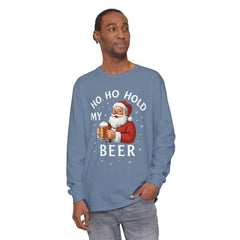 Festive Santa Claus Long Sleeve T-Shirt - "Ho Ho Hold My Beer"