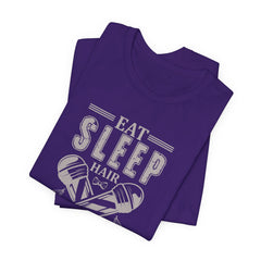 Hair Enthusiast Tee, Eat Sleep Hair Repeat Shirt, Funny Barber Gift, Unisex Jersey Tee, Casual Everyday Apparel, Salon Worker Top
