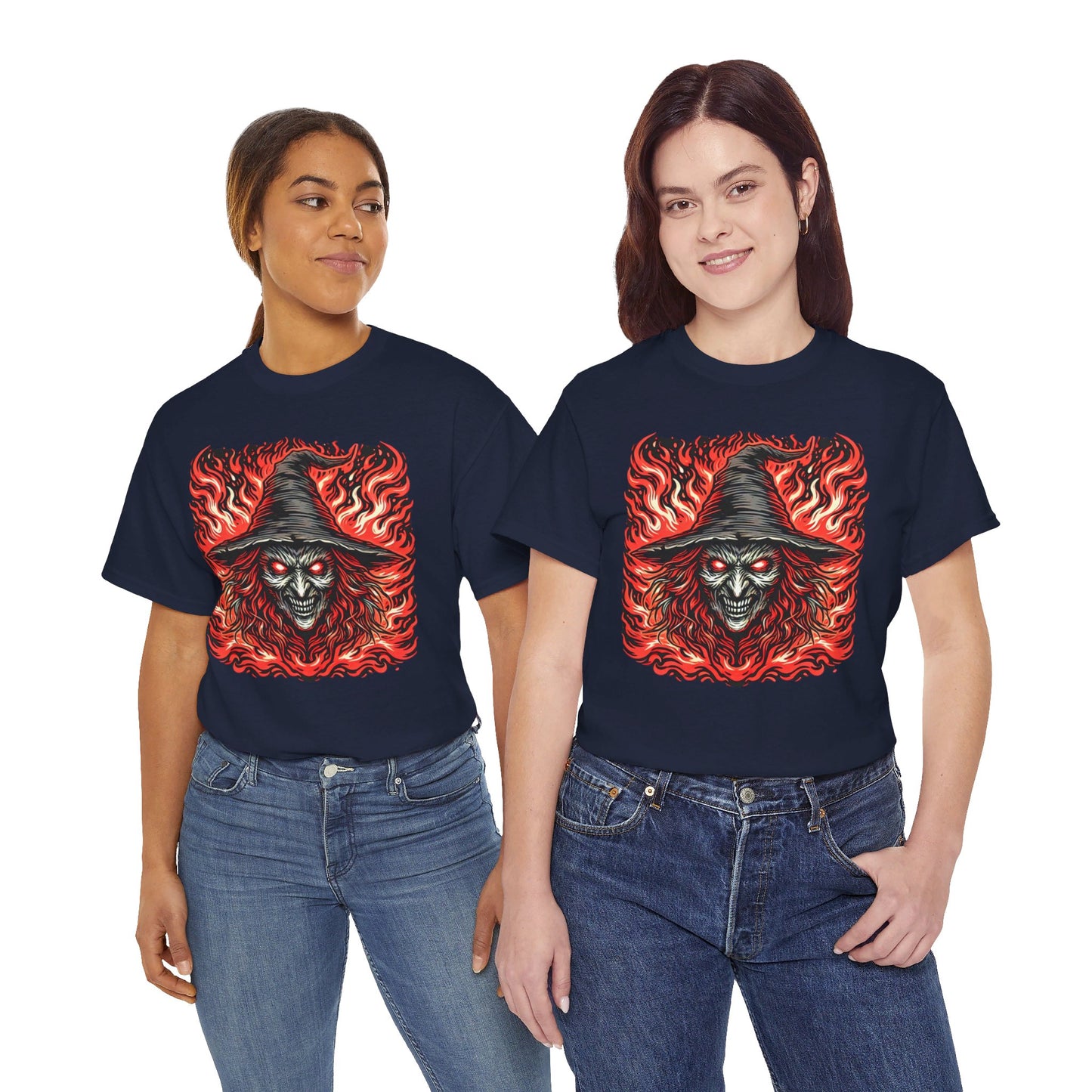 Flaming Fire Witch - Graphic Unisex Heavy Cotton Tee