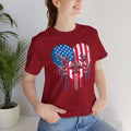 Red White and Blue Heart with Jets Graphic, Unisex Jersey Short Sleeve Tee