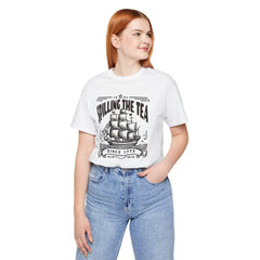 Spilling The Tea Since 1773, Sailing Ship Graphic, Unisex Jersey Short Sleeve Tee