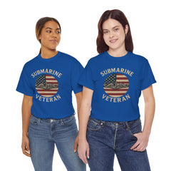 Submarine Veteran American Flag Tee | Unisex Heavy Cotton T-Shirt, Military Apparel, Veteran Gift, Patriotic Top, Casual Wear