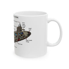 Submarine Design Ceramic Mug, How Submarines Work Gift, Nautical Coffee Cup, Marine Science Mug, Ocean Lover's Gift
