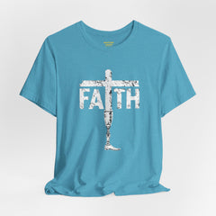 Faith Cross Prosthetic Leg T‑Shirt — Amputee Inspirational Christian Tee