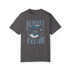 Whales, Respect The Ocean -  Graphic Unisex Garment-Dyed T-shirt