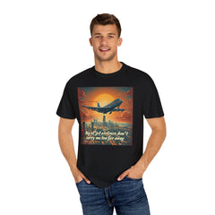 Unisex Jetliner Sunset Graphic T-Shirt - Travel Theme Tee