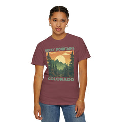 Rocky Mountains Colorado Graphic, Comfort Colors Soft Relaxed Fit Unisex Garment-Dyed T-shirt