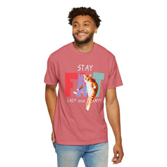 Stay Fat Lazy and Happy Cat - Graphic Unisex Garment-Dyed T-shirt