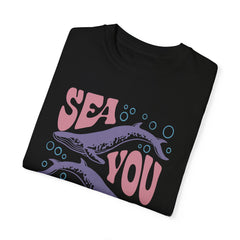 Whales, Sea You Soon -  Graphic Unisex Garment-Dyed T-shirt