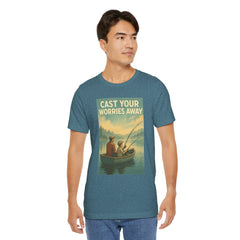 Relaxing Fishing Tee - Cast Your Worries Away, Unisex Casual Shirt, Perfect Gift for Dad, Outdoor Lovers, Fishing Trips, Summer Vibes