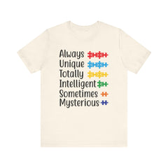 Autism - Always Unique Totally Intelligent Sometimes Mysterious Unisex Softstyle T-Shirt