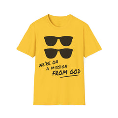 We're On A Mission From God / Blues Brothers / Cheap Sunglasses / Novelty / 80s Movies / The Blues / Jazz / Unisex T Shirts