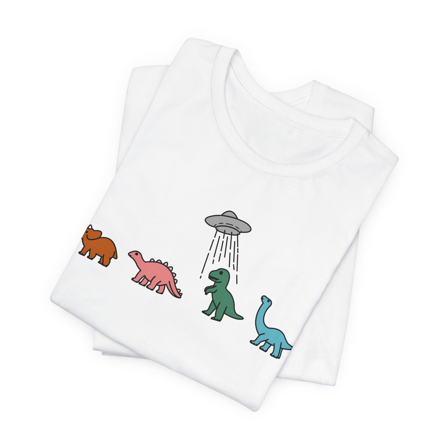 UFO and Dinosaurs Retro Unisex Jersey Short Sleeve Tee