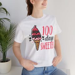 100 Days of School Unisex Tee | Elementary School, Ice Cream, Teacher Apparel
