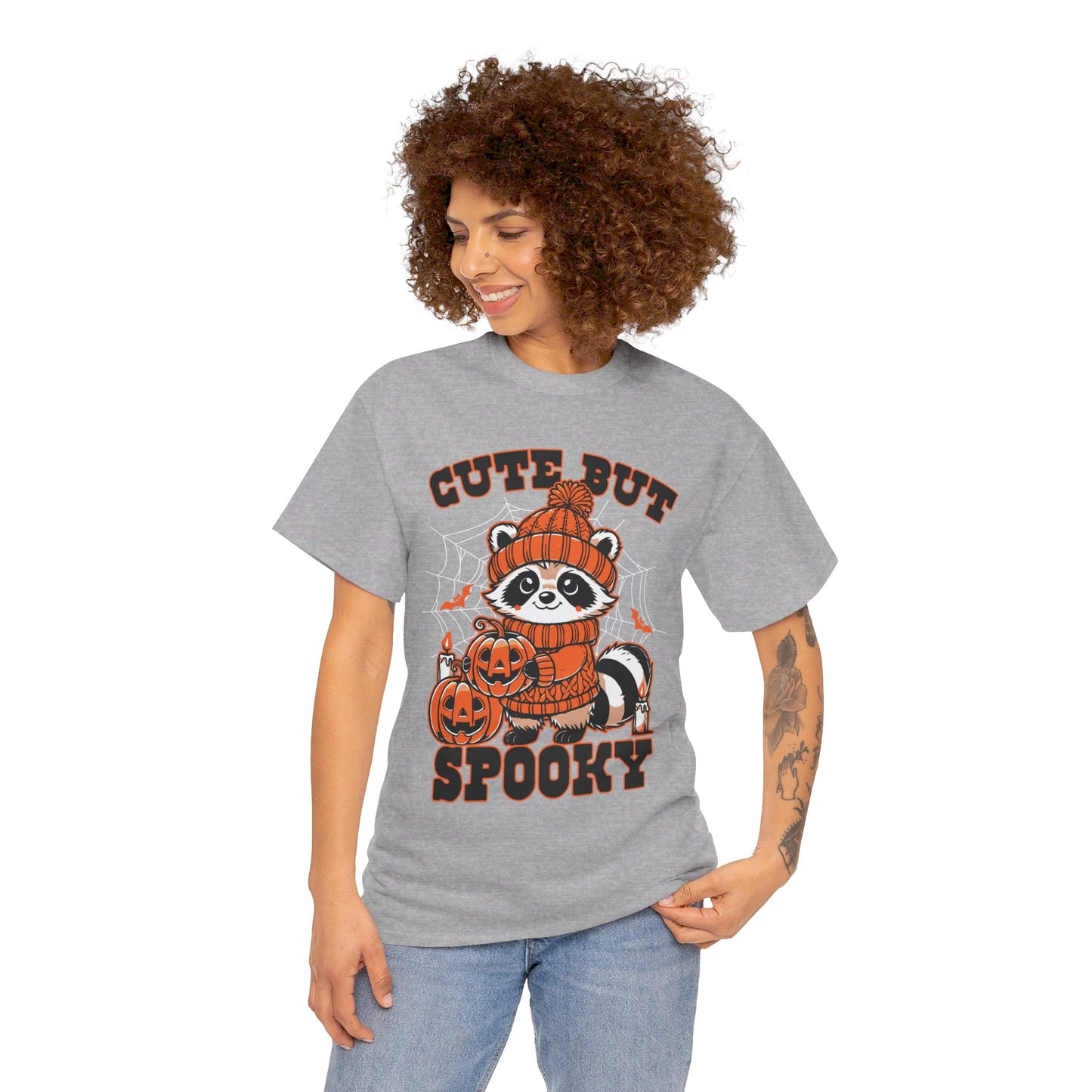 Cute But Spooky Halloween Raccoon! Graphic Unisex Heavy Cotton Tee