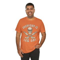 Fitness Tee | Leg Amputee Funny Skull, Everyday Leg Day Gym Shirt, Workout Top