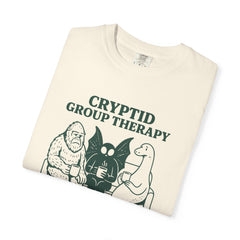 Cryptid Group Therapy Bigfoot, Mothman and Loch Nessie Unisex T-Shirt, Funny Graphic Tee, Gift for Cryptid Lovers, Quirky Casual Wear, Cool Humor Shirt
