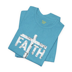 Faith Cross Prosthetic Leg T‑Shirt — Amputee Inspirational Christian Tee