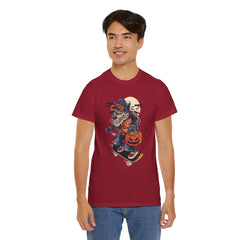Trick or Treat Skateboarding Wolf! Graphic Unisex Heavy Cotton Tee