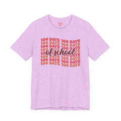 100 Days of School - Unisex Short Sleeve Tee | Elementary School Holiday, Teacher Apparel, Kids Motivation, Days Checked Off