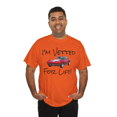 Red Corvette Summer Unisex Tee - I'm Vetted For Life Front and Back Image T Shirt
