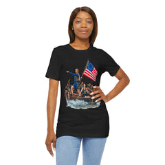 Historical Fever Patriot T‑Shirt — Revolutionary Flag Rowboat Design