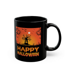 Happy Halloween Tree Monster - Graphic Black Mug (11oz, 15oz)