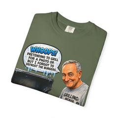 Grill Master Grandpa Funny BBQ T-Shirt — "Whoops! Pretending to Grill for a Photo" Graphic Tee