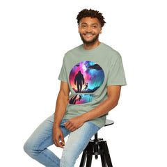 Bigfoot & Alien Nightscape T-Shirt — Sasquatch UFO Graphic Tee