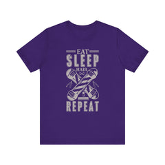 Hair Enthusiast Tee, Eat Sleep Hair Repeat Shirt, Funny Barber Gift, Unisex Jersey Tee, Casual Everyday Apparel, Salon Worker Top