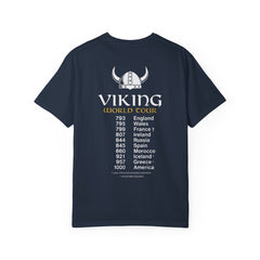 Viking World Tour T-Shirt, Garment-Dyed Apparel, Unisex Graphic Tee, Norse Mythology Gift, Festival Attire, Casual Wear